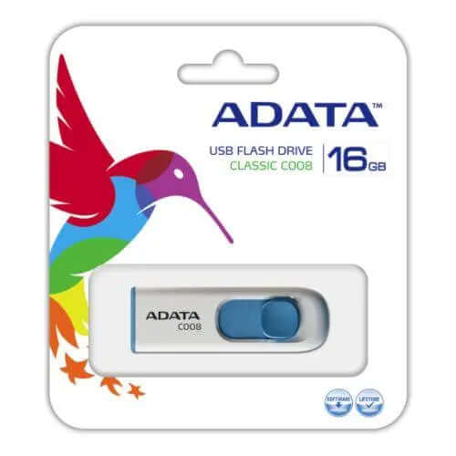 ADATA 16GB USB 2.0 Memory Pen, C008, Retractable, Capless, White - £ 2.24 X-Case