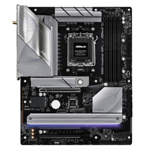 Asrock B850 LIVEMIXER WIFI, AMD B850, AM5, ATX, 4 DDR5, HDMI, DP, Wi-Fi 7, 2.5G LAN, RGB, 3x M.2-0