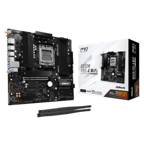 Asrock B850M PRO-A WIFI, AMD B850, AM5, Micro ATX, 4 DDR5, HDMI, DP, Wi-Fi 6E, 2.5G LAN, 3x M.2-5