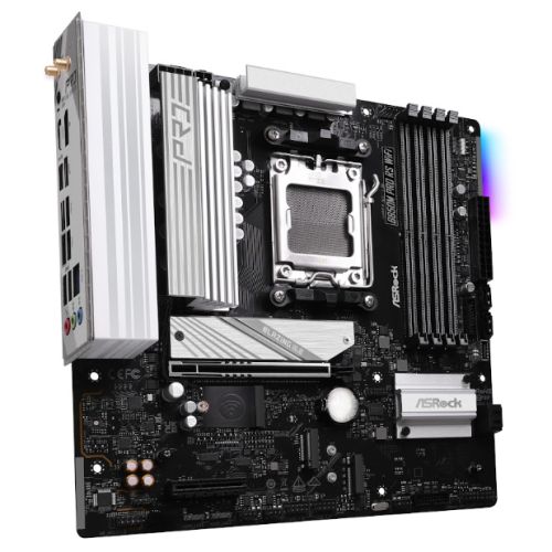 Asrock B850M PRO RS WIFI, AMD B850, AM5, Micro ATX, 4 DDR5, HDMI, DP, Wi-Fi 6E, 2.5G LAN, RGB, 3x M.2-2