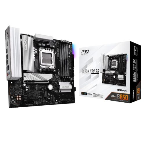 Asrock B850M PRO RS, AMD B850, AM5, Micro ATX, 4 DDR5, HDMI, DP, 2.5G LAN, RGB, 3x M.2-5