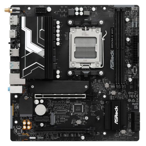 Asrock B850M-X WIFI, AMD B850, AM5, Micro ATX, 2 DDR5, HDMI, DP, Wi-Fi 6E, 2.5G LAN, 2x M.2-0