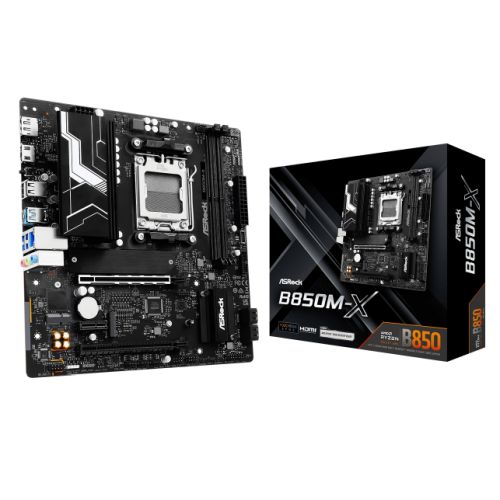 Asrock B850M-X, AMD B850, AM5, Micro ATX, 2 DDR5, HDMI, DP, 2.5G LAN, 2x M.2-5