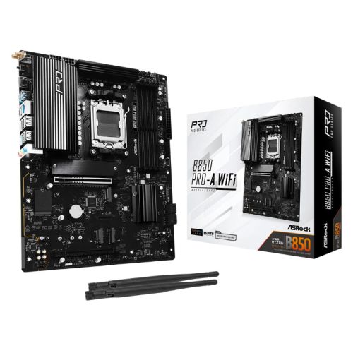 Asrock B850 PRO-A WIFI, AMD B850, AM5, ATX, 4 DDR5, HDMI, USB-C (DP-alt), Wi-Fi 6E, 2.5G LAN, 4x M.2-4