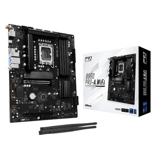 Asrock B860 PRO-A WIFI, Intel B860, 1851, ATX, 4 DDR5, HDMI, DP, Wi-Fi 6E, 2.5G LAN, 3x M.2-4