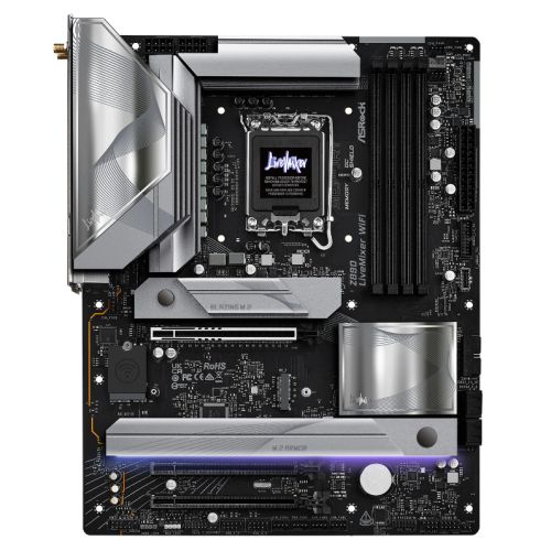 Asrock Z890 LIVEMIXER WIFI, Intel Z890, 1851, ATX, 4 DDR5, HDMI, 2 TB4, Wi-Fi 7, 2.5G LAN, RGB, 4x M.2-0