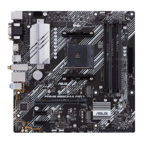 Asus PRIME B550M-A WIFI II, AMD B550, AM4, Micro ATX, 4 DDR4, VGA, DVI, HDMI, Wi-Fi, PCIe4, 2x M.2-0