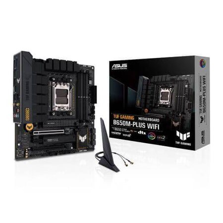 Asus TUF GAMING B650M-PLUS WIFI, AMD B650, AM5, Micro ATX, 4 DDR5, HDMI, DP, Wi-Fi 6, 2.5G LAN, PCIe4, 2x M.2-4