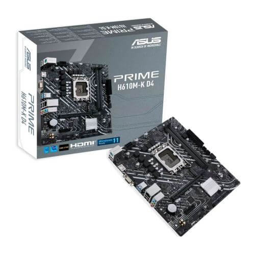 Asus PRIME H610M-K D4, Intel H610, 1700, Micro ATX, 2 DDR4, VGA, HDMI, PCIe4, 1x M.2-3
