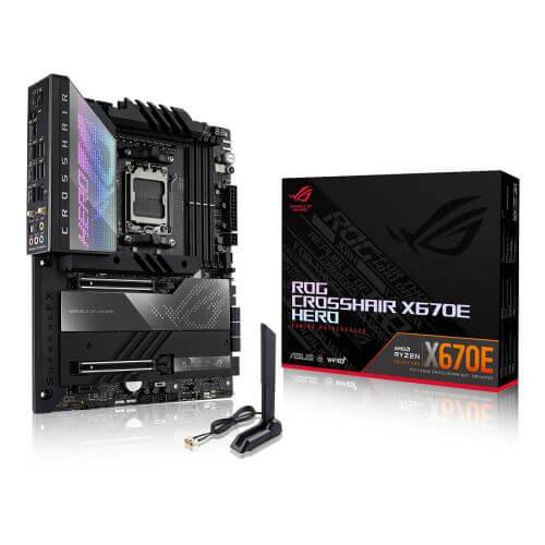 Asus ROG CROSSHAIR X670E HERO, AMD X670, AM5, ATX, 4 DDR5, HDMI, 2 USB4, Wi-Fi 6E, 2.5G LAN, PD 3.0 60W, PCIe5, RGB, 5x M.2-5