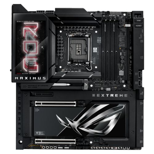 Asus ROG MAXIMUS Z890 EXTREME, Intel Z890, 1851, EATX, 4 DDR5, HDMI, 2 TB5, Wi-Fi 7, 10G & 2.5G LAN, ROG Q-DIMM.2 Card, LCD Screen, 6x M.2-0