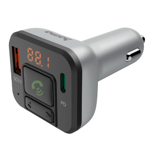 Hama FM Transmitter with Bluetooth and Hands-Free, microSD Slot, USB-A QC 3.0, USB-C PD-0