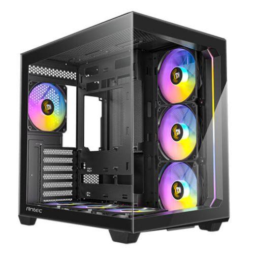 Antec C5 ARGB Dual Chamber Gaming Case w/ Glass Side & Front, ATX, 7x ARGB Fans, Fan Controller, LED Control Button, USB-C, Asus BTF Compatible, Black-0