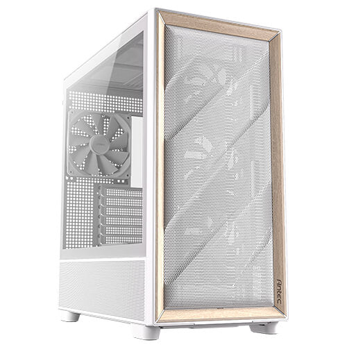 Antec FLUX Gaming Case w/ Glass Side, E-ATX, Multi Vent Design, Mesh/Wood Front, 5 PWM Fans, ARGB PWM Fan Hub, USB-C, BTF Compatible, White-0