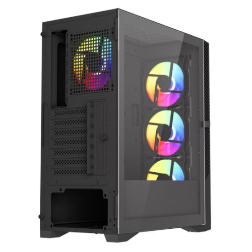 Vida Typhoon Black ARGB Gaming Case w/ Glass Window, ATX, Mesh Front, 4x ARGB Fans-2