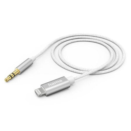 Hama Lightning Male to 3.5mm Jack Male Cable, Nylon, 1 Metre, White-0