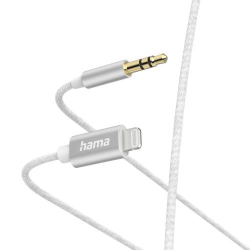 Hama Lightning Male to 3.5mm Jack Male Cable, Nylon, 1 Metre, White-1