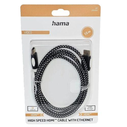 Hama High Speed HDMI Cable x24 Multipack, Ultra-HD 4K, Ethernet, Gold-Plated, Fabric, 1.5 Metre, Black, Display Case-1