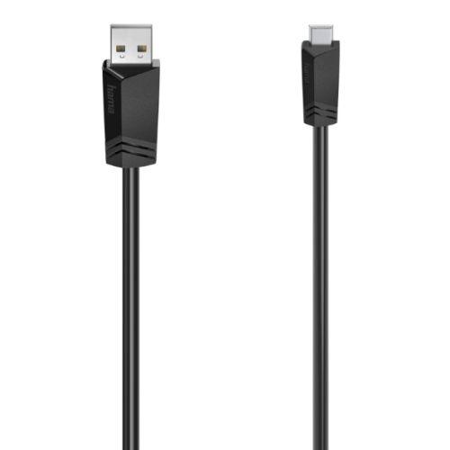 Hama Mini USB Cable, USB-A Male to USB Mini B Male, USB 2.0, 0.75 Metre, Black-0