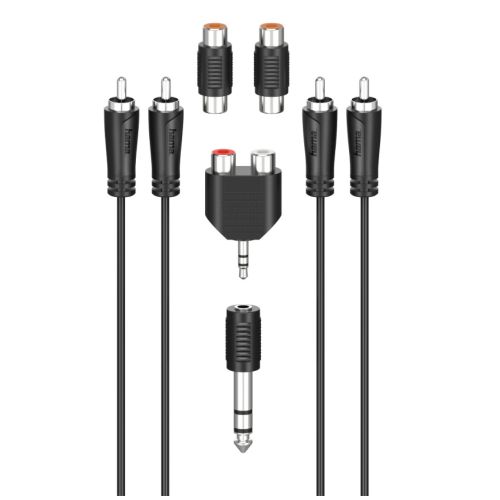 Hama RCA Connection Kit, 2x RCA Plugs to 2x RCA Plugs, 4x Adapters, 2.5 Metre-0