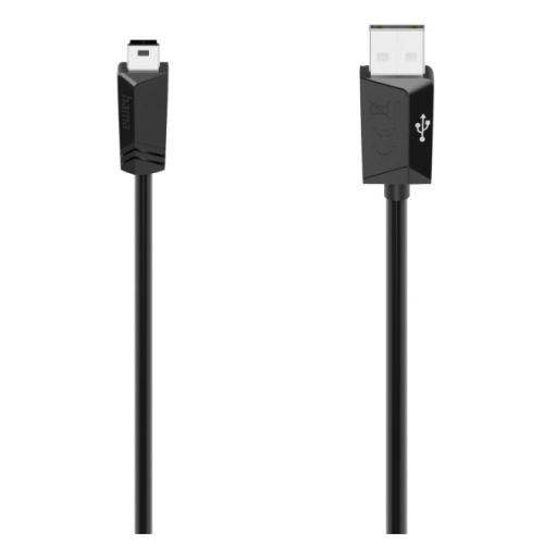 Hama Mini USB Cable, USB-A Male to USB Mini-B5 Male, USB 2.0, 1.5 Metre, Black-0