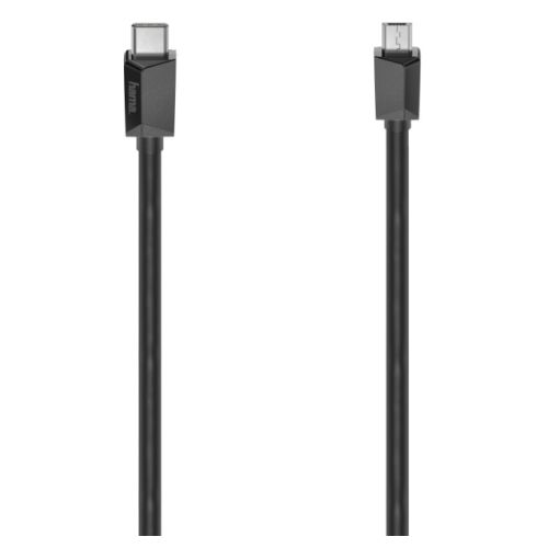 Hama USB-C Male to Micro USB Male, USB 2.0, 0.75 Metre, Black-0