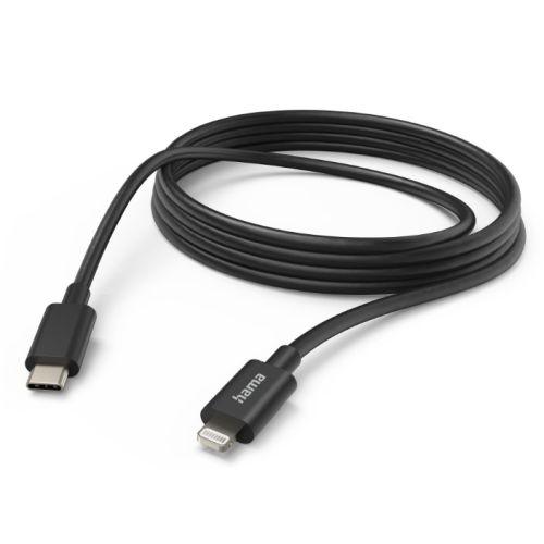 Hama Charging/Data USB-C to Lightning Cable, 480Mbps, 3  Metre, Black-0