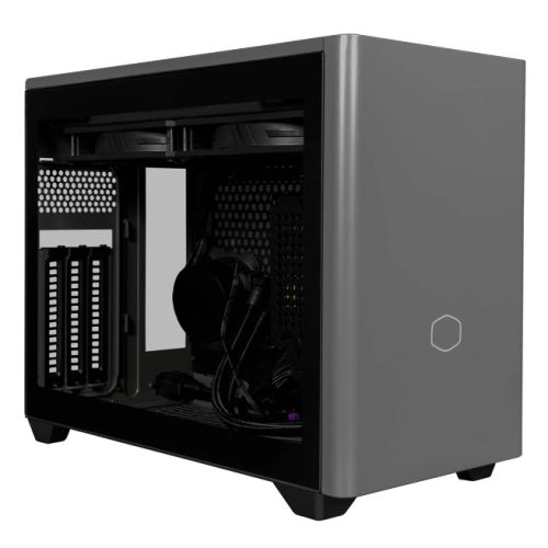 Cooler Master NR200P MAX Case w/ Glass or Mesh Side, Mini ITX, 280mm AIO Cooler, 850W PSU & 2x PWM Fans Included, 3-Slot GPU Support, Black/Grey-0