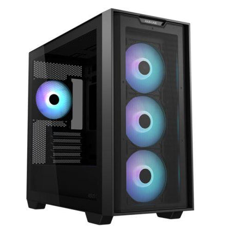 Asus A21 Plus ARGB Gaming Case w/ Glass Window, Micro ATX, 4x ARGB Fans, 380mm GPU & 360mm Radiator Support, Asus BTF Compatible, Black-0