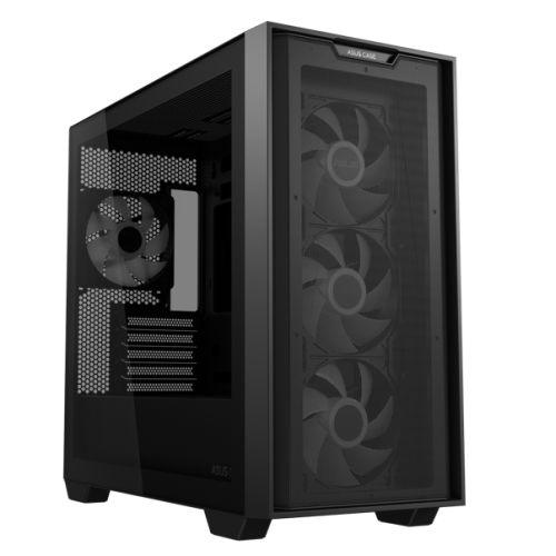 Asus A21 Plus ARGB Gaming Case w/ Glass Window, Micro ATX, 4x ARGB Fans, 380mm GPU & 360mm Radiator Support, Asus BTF Compatible, Black-1