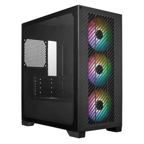 Cooler Master Elite 301 Gaming Case w/ Glass Side, Micro ATX, 3x ARGB Fans, PSU Shroud, Intake Grill, USB-C, Black-0