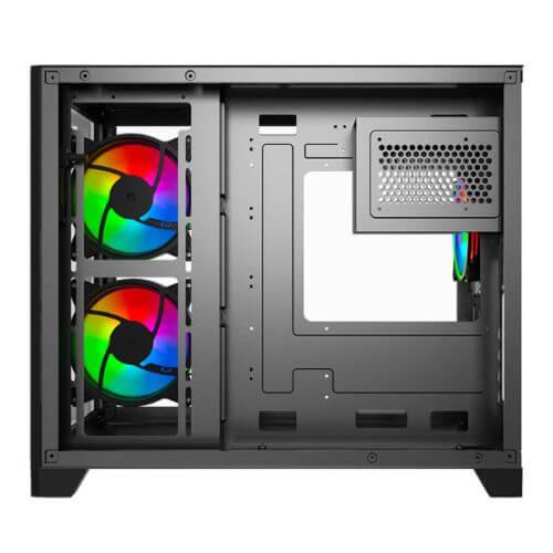 Vida Akira V2 Black ARGB Gaming Case w/ Glass Front & Side, Micro ATX, 3x ARGB Fans, 6-Port PWM ARGB Fan Hub & Remote Control-3