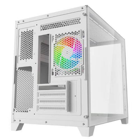 Vida Akira V2 White ARGB Gaming Case w/ Glass Front & Side, Micro ATX, 3x ARGB Fans, 6-Port PWM ARGB Fan Hub & Remote Control-4