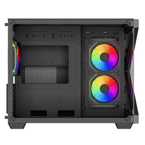 Vida Arcade Black ARGB Gaming Case w/ Glass Side & Glass/Mesh Front, Micro ATX, ARGB Strips, 3x ARGB Fans, 6-Port PWM ARGB Fan Hub & Remote Control-5