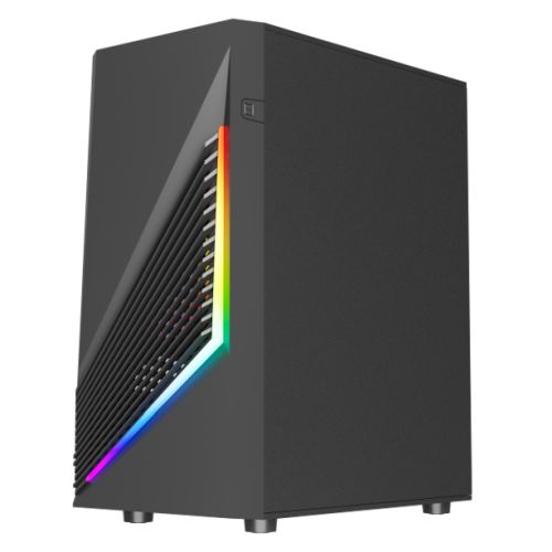 Vida Genesis Black ARGB Gaming Case w/ Glass Window, Micro ATX, 2x ARGB Fans, Front ARGB Strip-4