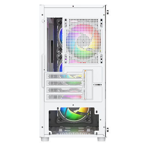 Vida Lucid White ARGB Gaming Case w/ Glass Front & Side, Micro ATX, 4x ARGB Infinity Fans-3