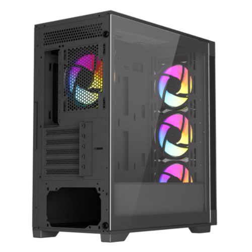 Vida Zephyr V2 Black ARGB Gaming Case w/ Glass Window, Micro ATX, 4x ARGB Fans, 6-Port PWM ARGB Fan Hub & Remote Control, Mesh Front-3