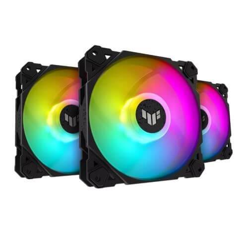 Asus TUF Gaming TF120 ARGB 12cm PWM Case Fans (3 Pack), Fluid Dynamic Bearing, Double-layer LED Array, Up to 1900 RPM, ARGB Hub included-1