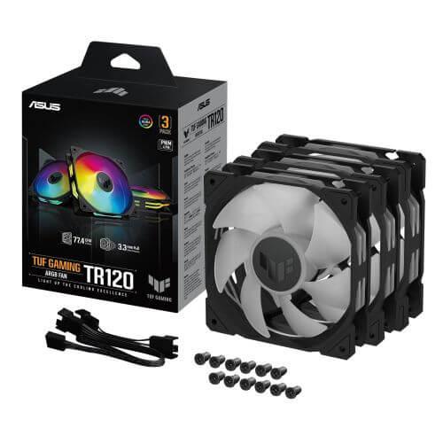 Asus TUF Gaming TR120 ARGB 12cm PWM Case Fans (3 Pack), Hydraulic  Bearing, 28mm Frame, Double-layer LED Matrix Design, 2000 RPM, Black-5