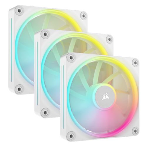 Corsair iCUE LINK LX120 12cm PWM RGB Case Fans (3-Pack), 18 RGB LEDs, Magnetic Dome Bearing, 2400 RPM, iCUE LINK Hub Included, White-0