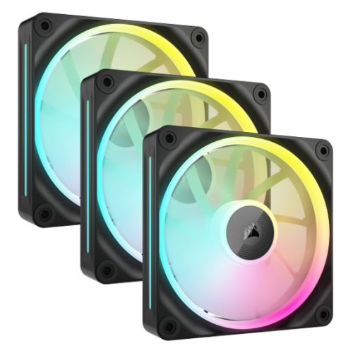 Corsair iCUE LINK LX120 12cm PWM RGB Case Fans (3-Pack), 18 RGB LEDs, Magnetic Dome Bearing, 2400 RPM, iCUE LINK Hub Included, Black-0