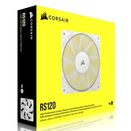 Corsair RS120 PWM 12cm Case Fan, Magnetic Dome Bearing, Daisy-Chain 4-Pin, 2100 RPM, AirGuide Tech, White-4