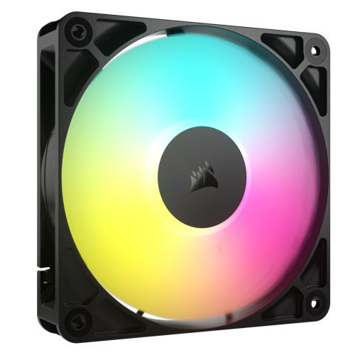 Corsair RS120 ARGB PWM 12cm Case Fan, Magnetic Dome Bearing, Daisy-Chain 4-Pin, 2100 RPM, AirGuide Tech, Black-0