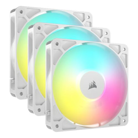 Corsair RS120 ARGB PWM 12cm Case Fans (3 Pack), Magnetic Dome Bearing, Daisy-Chain 4-Pin, 2100 RPM, AirGuide Tech, White-0