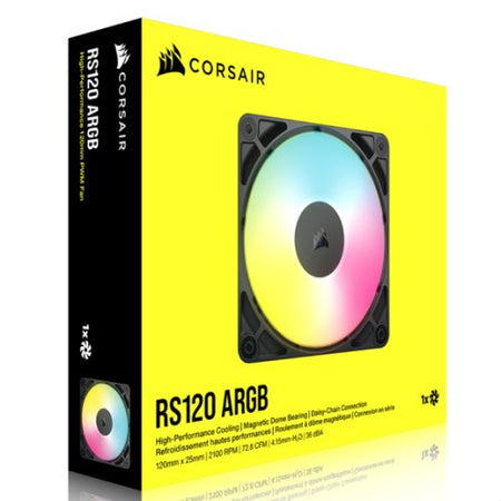 Corsair RS120 ARGB PWM 12cm Case Fan, Magnetic Dome Bearing, Daisy-Chain 4-Pin, 2100 RPM, AirGuide Tech, Black-5