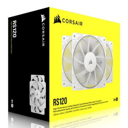 Corsair RS120 PWM 12cm Case Fans (3 Pack), Magnetic Dome Bearing, Daisy-Chain 4-Pin, 2100 RPM, AirGuide Tech, White-4