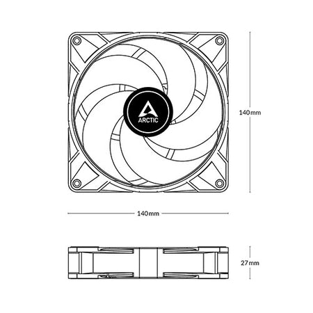 Arctic P14 Max High-Speed 14cm PWM Case Fan, Fluid Dynamic Bearing, 400-2800 RPM, 0dB Mode, White-5