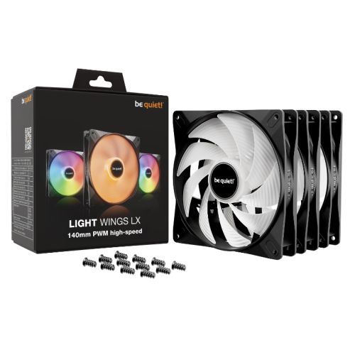 Be Quiet! (BL130) Light Wings LX 14cm PWM High-Speed ARGB Case Fans (3 Pack), Rifle Bearing, Impeller w/ 16 LEDs, Daisy-Chain, Up to 1800 RPM, Black-4