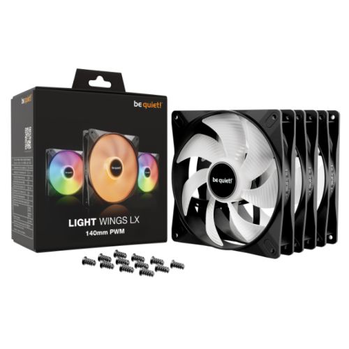 Be Quiet! (BL127) Light Wings LX 14cm PWM ARGB Case Fans (3 Pack), Rifle Bearing, Impeller w/ 16 LEDs, Daisy-Chain, Up to 1200 RPM, Black-4