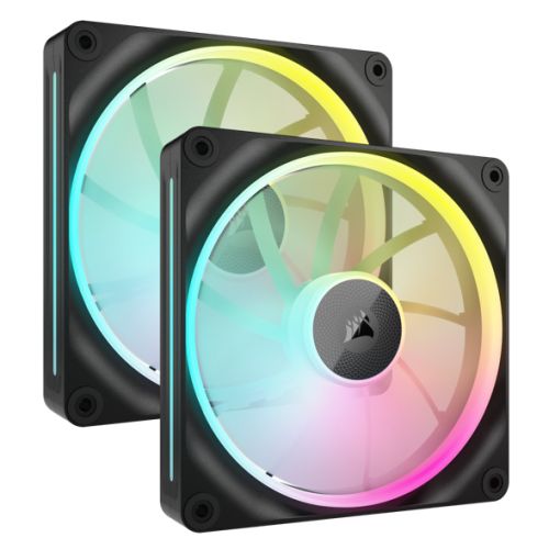 Corsair iCUE LINK LX140 14cm PWM RGB Case Fans (2-Pack), 18 RGB LEDs, Magnetic Dome Bearing, 2000 RPM, iCUE LINK Hub Included, Black-0